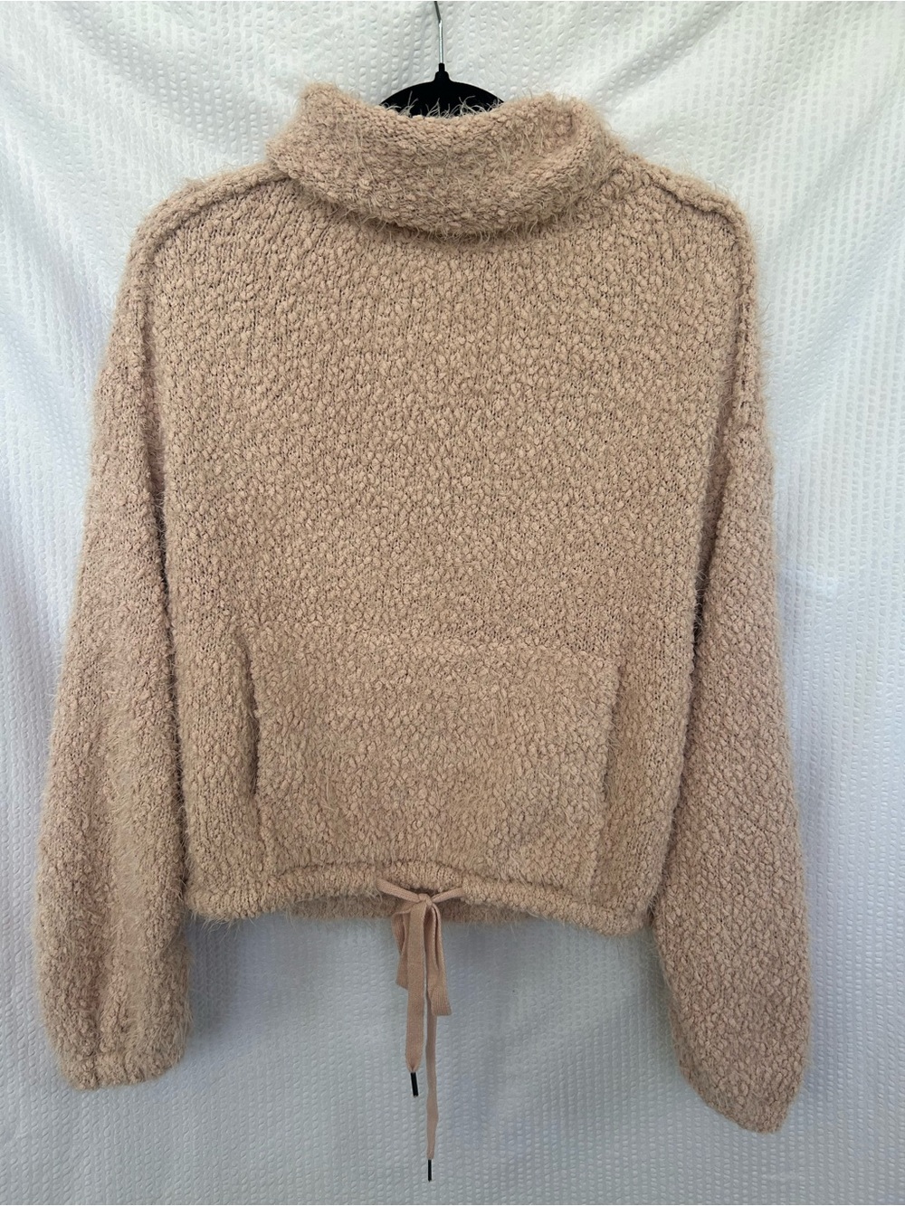 Young Fabulous & Broke Blush Tan Fuzzy Turtleneck Pullover Sweater Size S/M